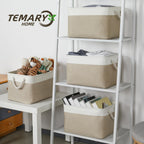 Temary Fabric Storage Baskets 4Pack Storage Bins Decorative Basket For Gift, Clothes Bin With Rope Handle, Rectangle Baskets For