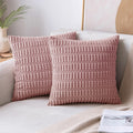 Miulee Pack Of 2 Blush Pink Throw Pillow Covers 18X18 Inch Corduroy Decorative Couch Pillow Covers Soft Boho Striped Pillow Cove