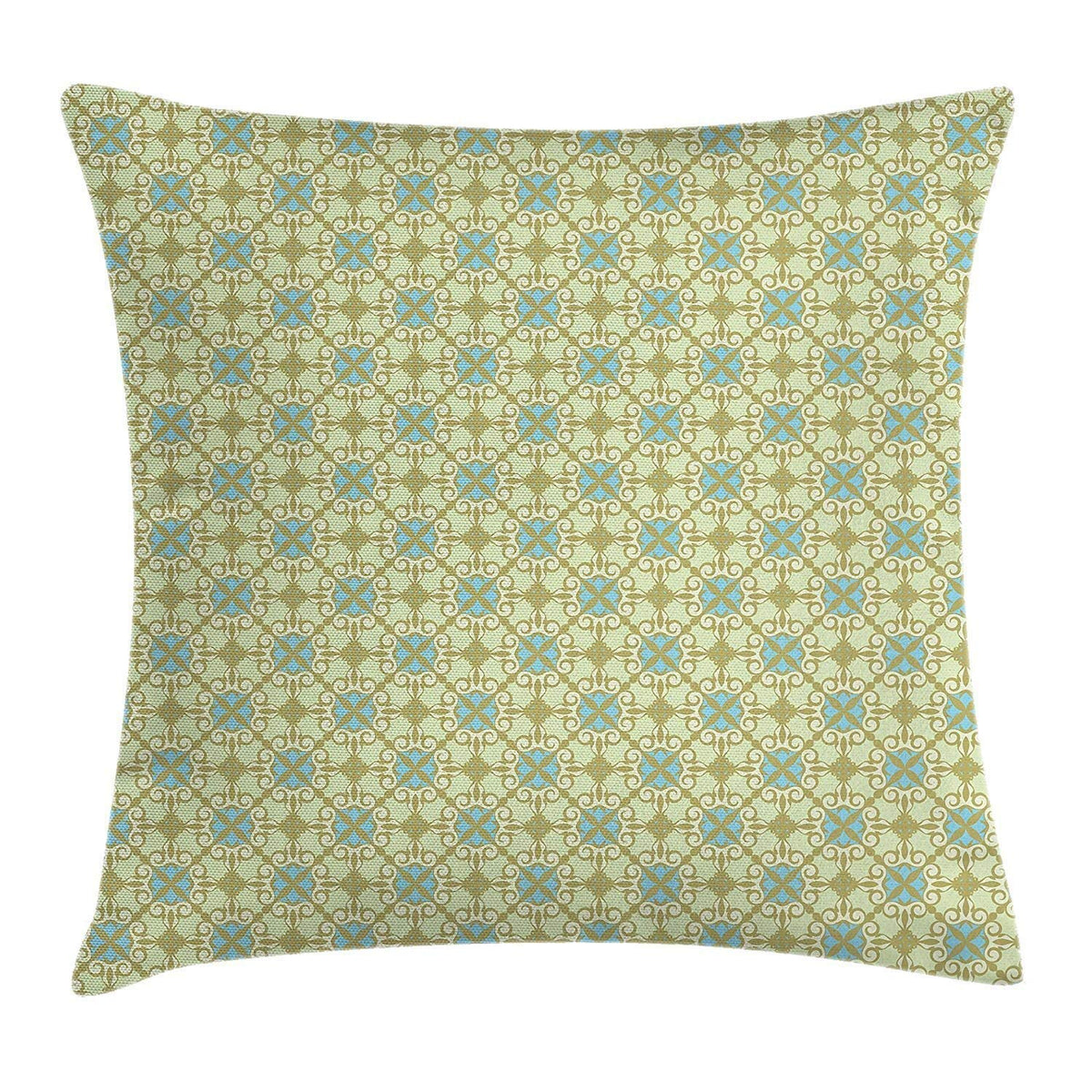 Kodiak Furniture Rdsfhsp Blue Green Antique Ornaments with Damask Inspired Motifs Victorian Swirls Flax Cushion Throw Pillow Cover/Case for Sofa Car Bedroom Etc Or Gifts Cotton 16x16 in