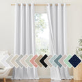 Nicetown 100% Absolutely Blackout Linen Curtains With Thermal Insulated White Liner, White, 52 Inches Wide, 102 Inches Length Energy Saving Curtains For Living Room 2 Panels Set, Vertical Blinds