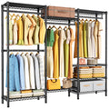 Heavy Duty Garment Rack Large Clothes Rack,Freestanding Closet Portable Clothing Rack with 8 Adjustable Wire Shelves and 4 Hang 