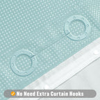 Mitovilla Teal No Hooks Needed Waffle Shower Curtain With Snap-In Liner, Turquoise Modern Waffle Weave Heavy Fabric Cloth Shower