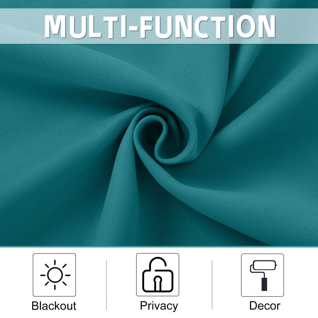 Nicetown Short Tiers Kitchen Curtains Blackout Grommet Thermal Insulated Privacy Window Treatment Small Camper Curtain Drapes For Bathroom Travel Rv (2 Panels, Peacock Teal, 42 By 30 Inches)