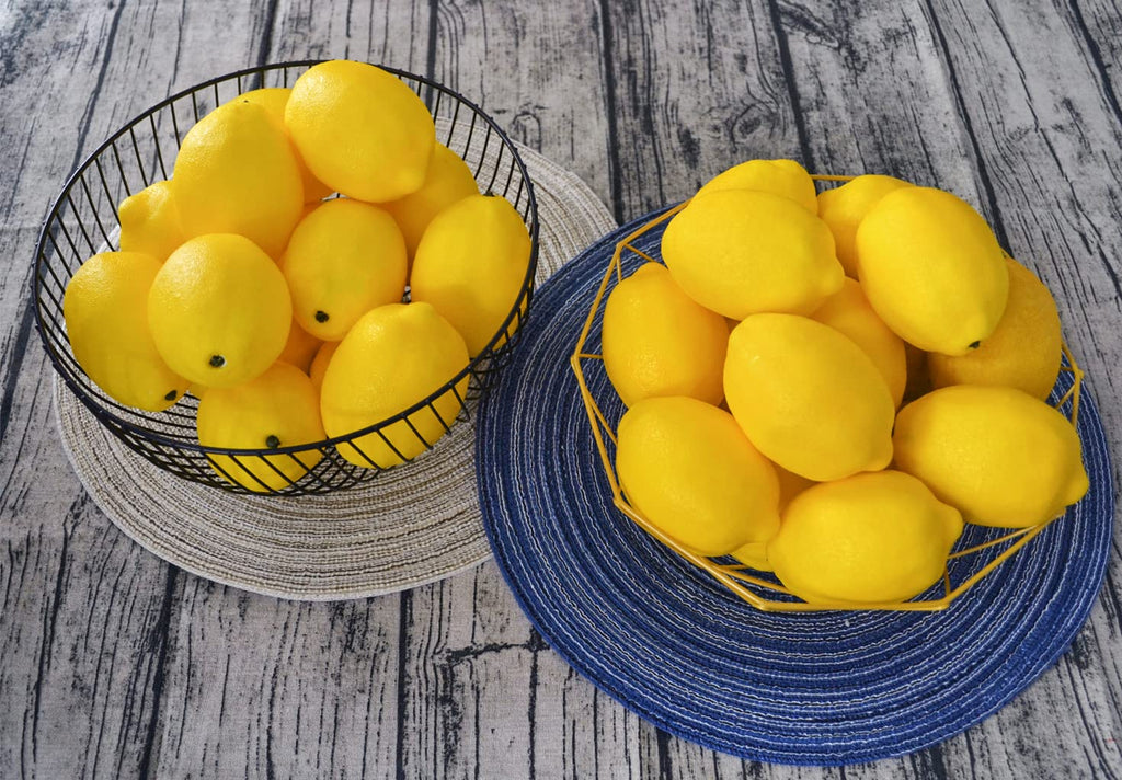 Jedfore Artificial Lemons Simulation Lifelike Small Lemons Fake Fruit For Home Kitchen Wedding Party Decoration Photography 12Pc