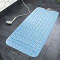 VDHJA Extra Long Bath Tub Mat with AntiSkid Suction Cups (Blue, PVC, 40 cm X 100 cm)