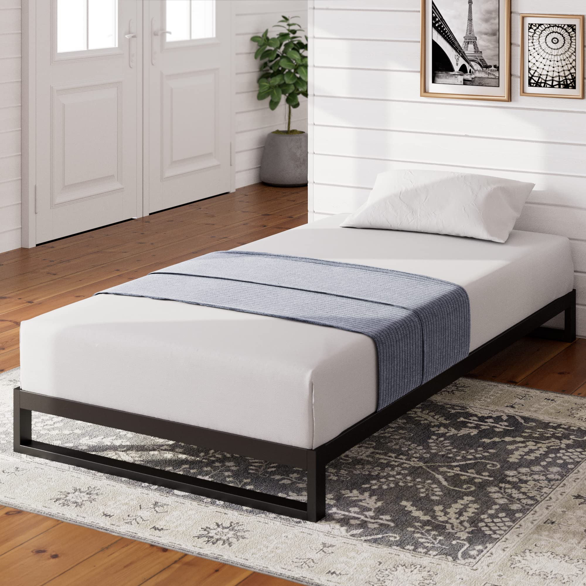 ZINUS Trisha Metal Platforma Bed Frame, Wood Slat Support, No Box Spring Needed, Easy Assembly, Twin