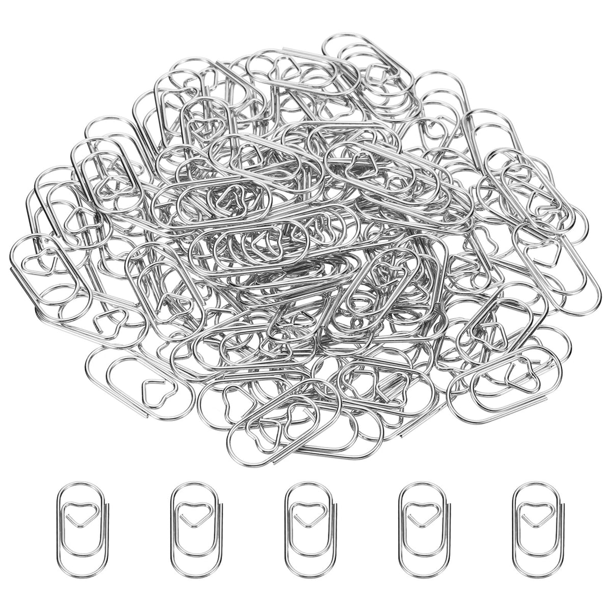 Meccanixity Paper Clip Heart-Shaped Cute Decorative Fun Clips Bookmarks 0.8 Inch Silver Tone For Organize Office Home, Pack Of 1