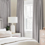 Miulee Linen Texture Curtains For Bedroom Solid 100% Blackout Thermal Insulated Greyish White Curtains Grommet Room Darkening Curtains/Draperies For Living Room Nursery 52X96 Inch (2 Panels)