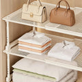 KOGHUP Expandable Closet Shelf Organizer, White, Metal Mesh, Adjustable Height, Wardrobe Storage Rack (2Pcs)