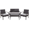 Flash Furniture Aransas Series 4 Piece Black Patio Set With Steel Frame And Gray Cushions