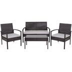 Flash Furniture Aransas Series 4 Piece Black Patio Set With Steel Frame And Gray Cushions