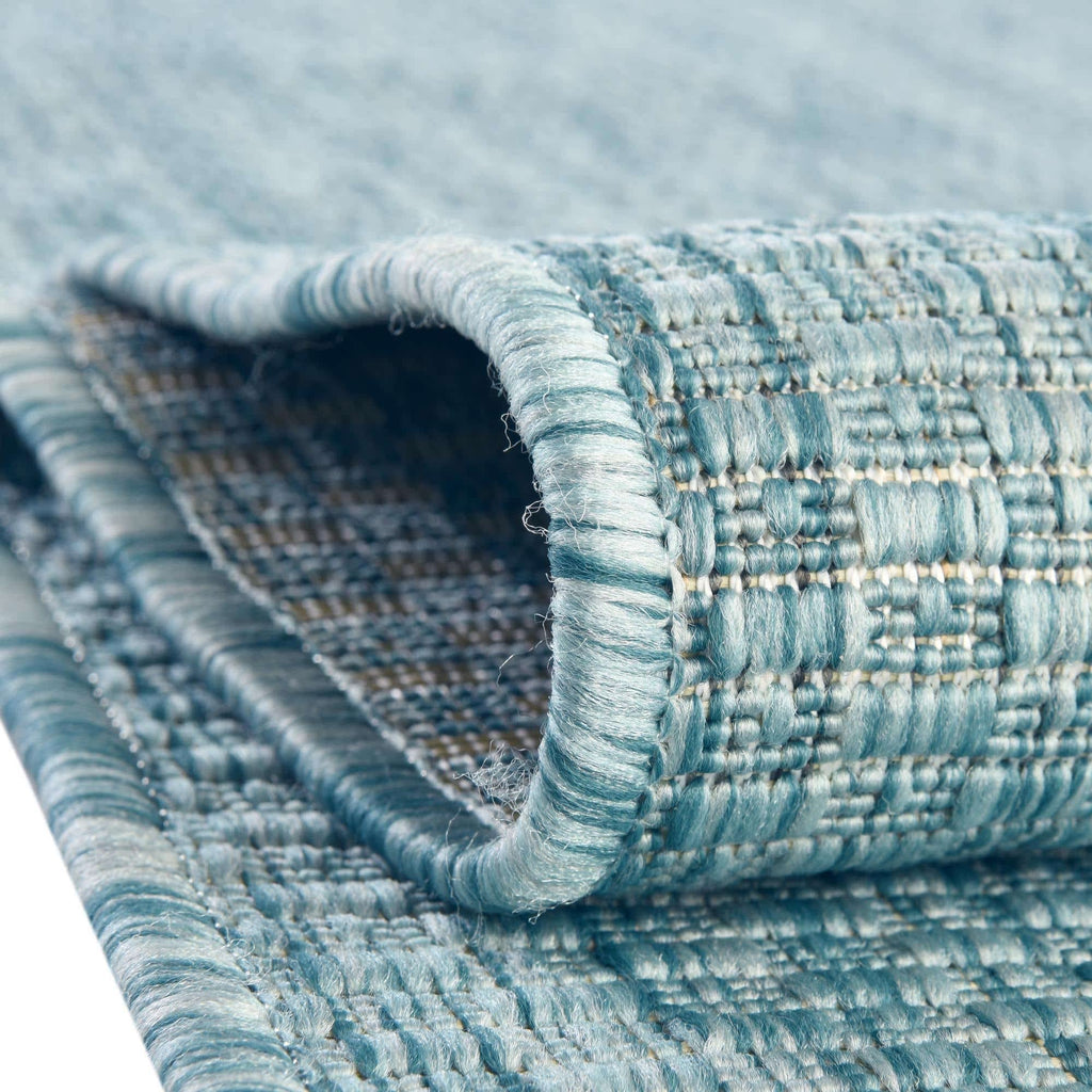 Unique Loom Collection Casual Transitional Solid Heathered Indoor/Outdoor Flatweave Area Rug (2' 7'' X 10' Runner, Aquamarine/Iv