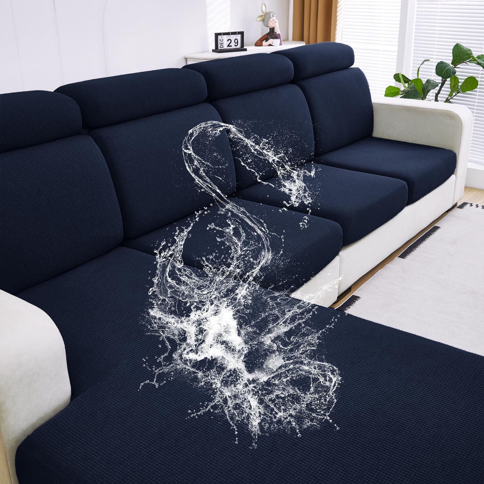 Dissa Waterproof Couch Cushion Covers, Washable Sofa Cushion Covers, Stretch Sofa Slipcovers, Thick Jacquard Fabric, Couch Sofa