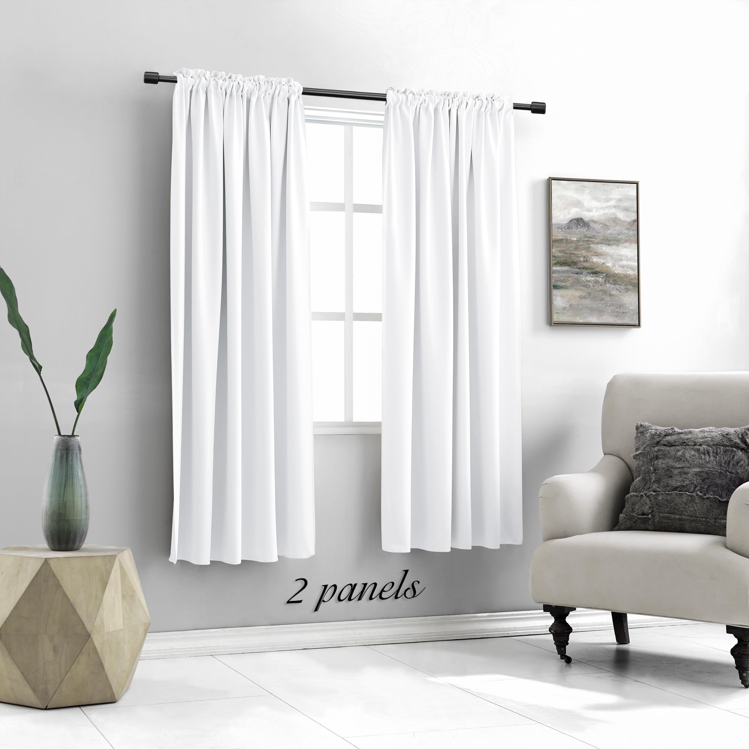 Draperies Curtains Panels, Blocking Out 50% Sunlight Window Treatment Curtains,Small Window Room Darkening Drapes For Bedroom (2 Panels, 42 By 72 Inch, Pure White)