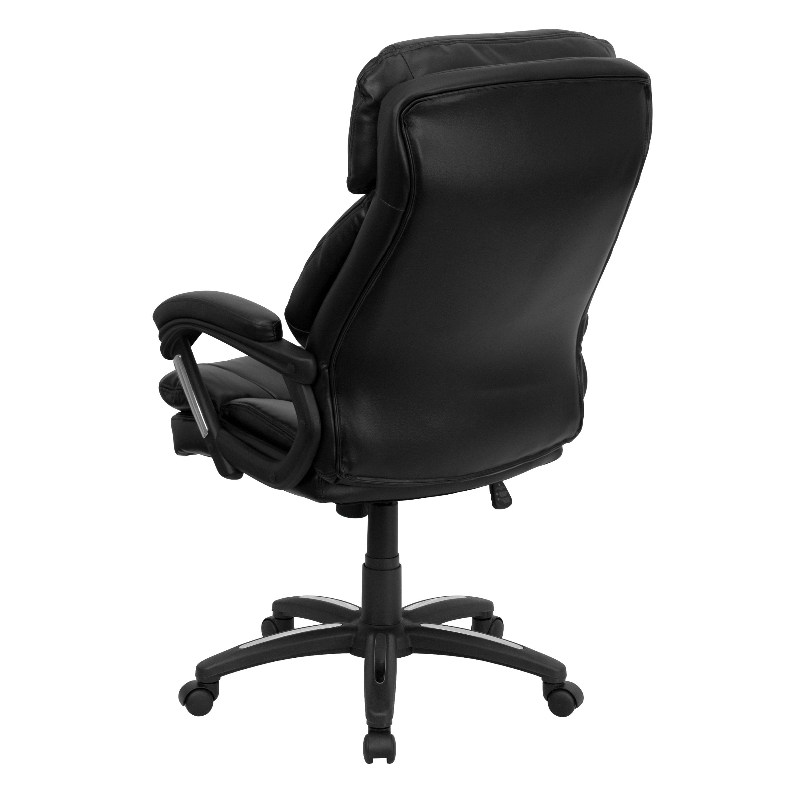 Flash Furniture Iris High Back Black LeatherSoft Executive Swivel Ergonomic Office Chair with Plush Headrest, Extensive Padding and Arms