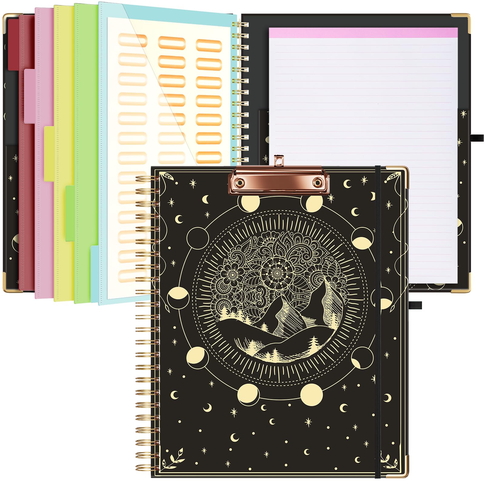 Ospelelf Clipboard With Storage 8.5 X 11,Padfolio Organizer, Spiral Portfolio Letter Size With Notepad, Pen Holder, 5 Extra Fold