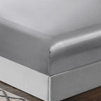 Treely 6 Piece Satin Sheets King Size Silky Smooth Silver Grey Satin Sheet Set With Deep Pocket, Satin Fitted Sheet, Flat Sheet,