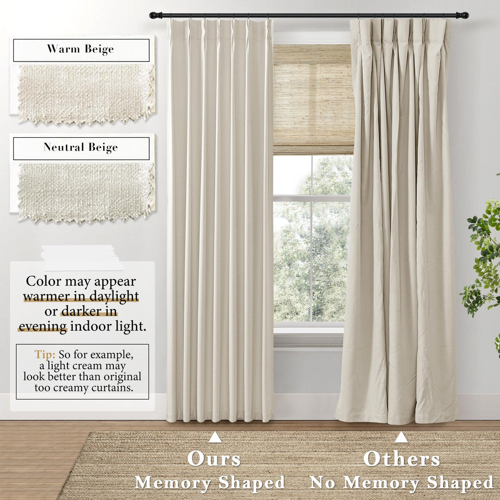 Shineland Insulated Window Coverings Warm Curtains For Winter,Window Treatments Energy Saving Room Noise Blocker Draft Blocking Curtains,(40 X 102 Inches Long,Beige)