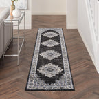 Nourison Passion Bohemian Black Ivory 2'2'' X 10' Area-Rug, Easy-Cleaning, Non Shedding, Bed Room, Living Room, Dining Room, Kit