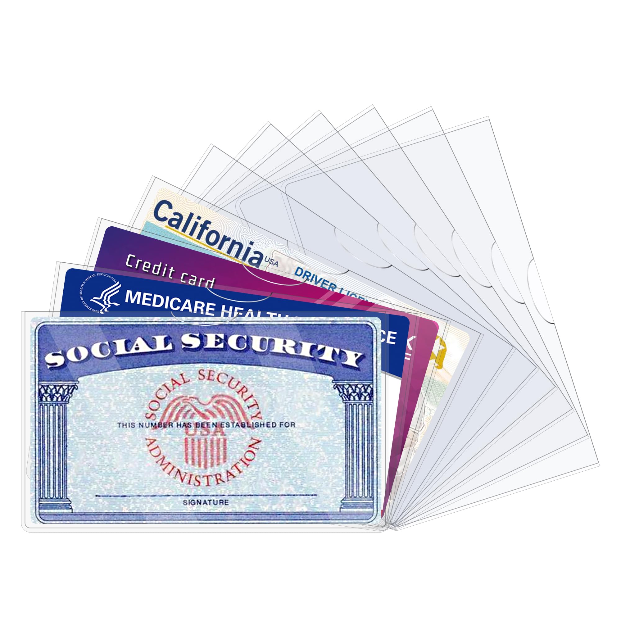 Liemand 10 Pack Social Security Card Protector Sleeves/New Medicare Card Protector Sleeve/Credit Card Holder,31 Mil Soft Clear C