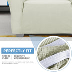 Jiviner High Stretch Loveseat Sofa Slipcovers 1-Piece Jacquard Couch Covers For 2 Cushion Couch Furniture Protector Washable Sofa Covers For Kids Pets Small Checks (Loveseat, Natural)