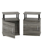Furinno Jaya End Side Sofa Table/Nightstand With Door, 2-Pack, Pvc Tubes, French Oak Grey/Black