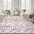 KUTA Multi-Color Boho Living Room Rug 8x10, Moroccan Washable Area Rugs 8x10 Non Slip, Ultra Soft Print Distressed Geometric Ent