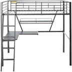 Acme Furniture Senon Loft Bed With Desk In Silver And Black