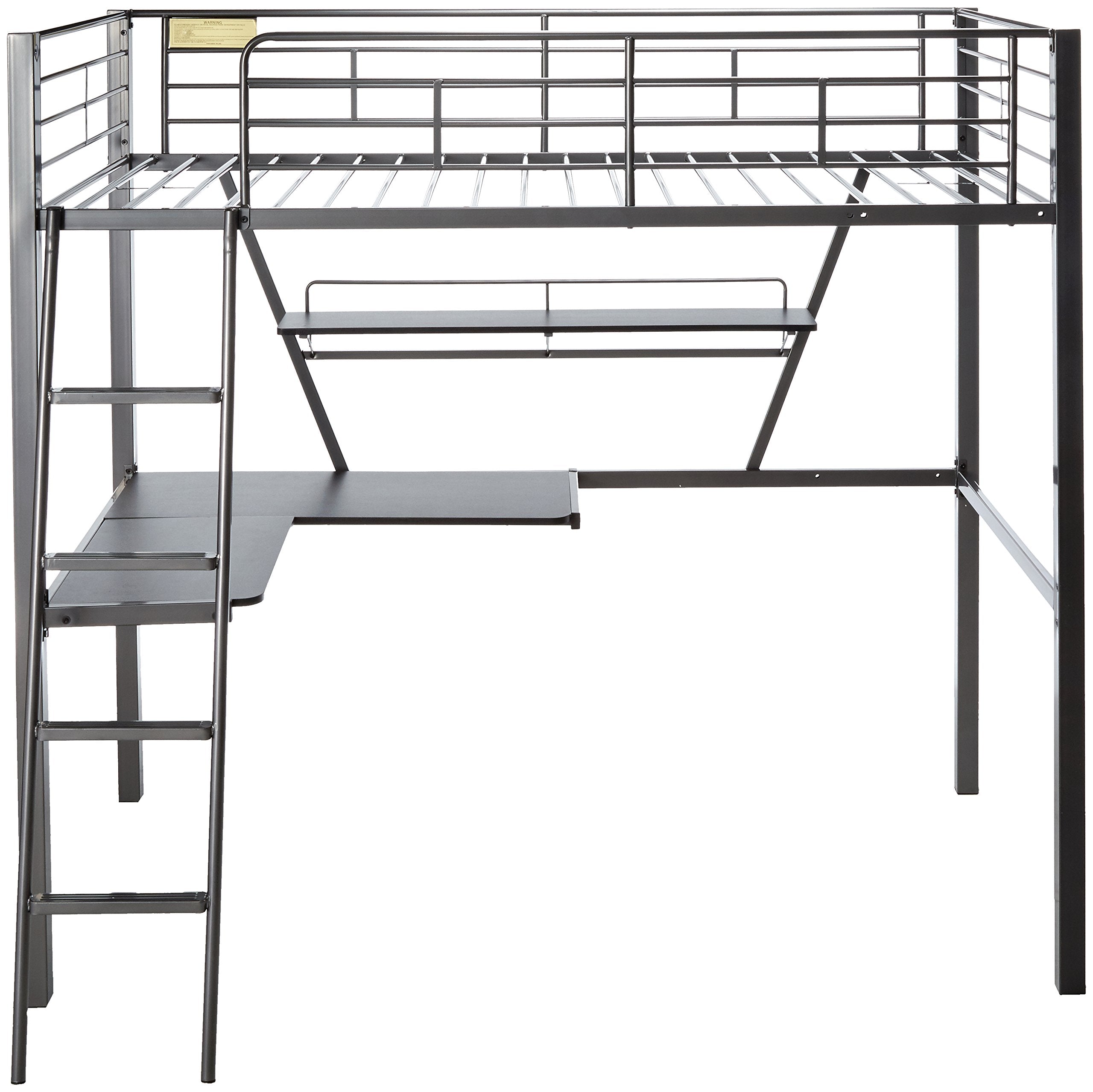 Acme Furniture Senon Loft Bed With Desk In Silver And Black