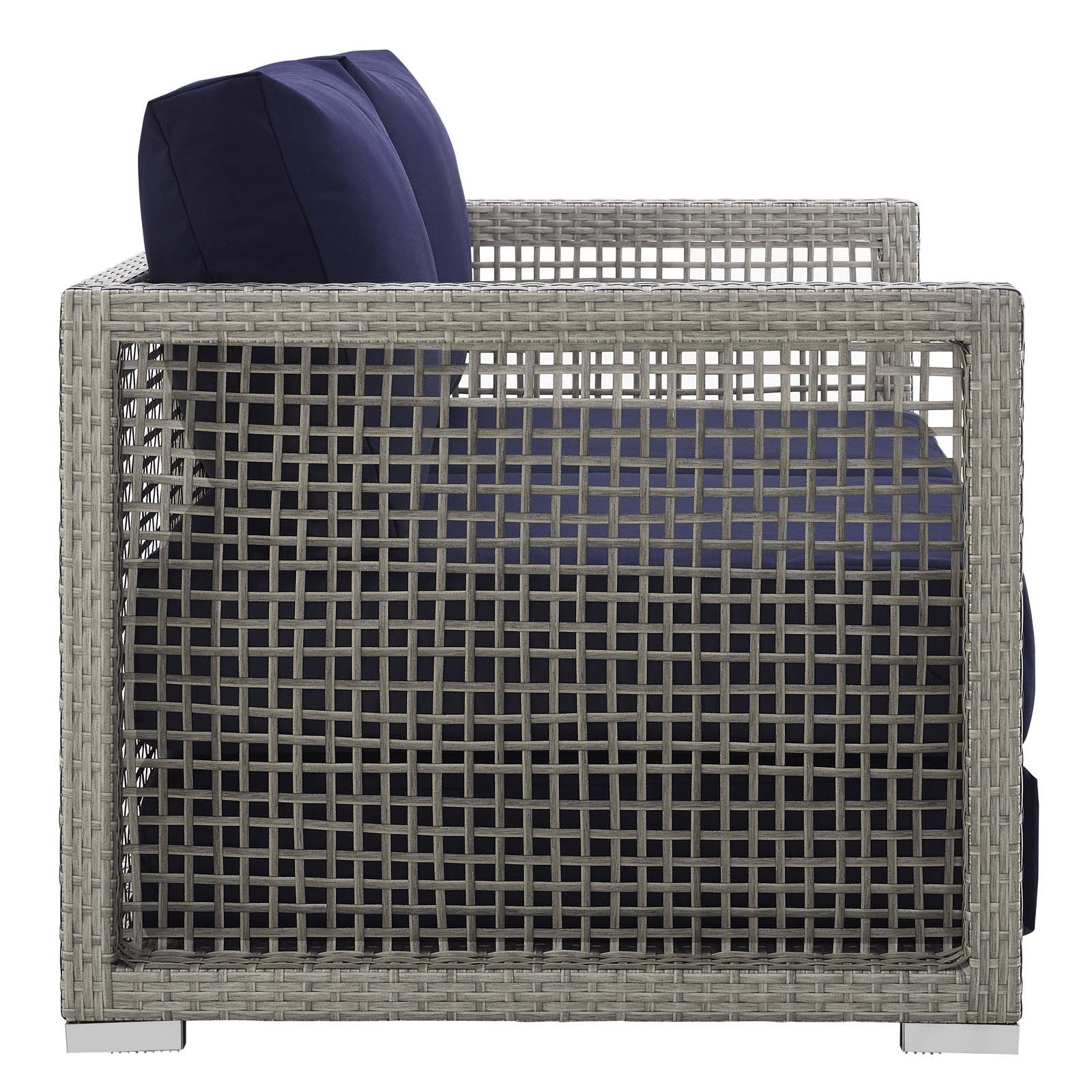 Modway Aura Outdoor Patio Wicker Rattan, Loveseat, Gray Navy