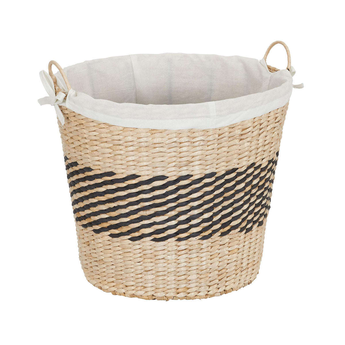 Household Essentials Woven Wicker Laundry Basket with Handles and Liner | Black and Brown Decorative