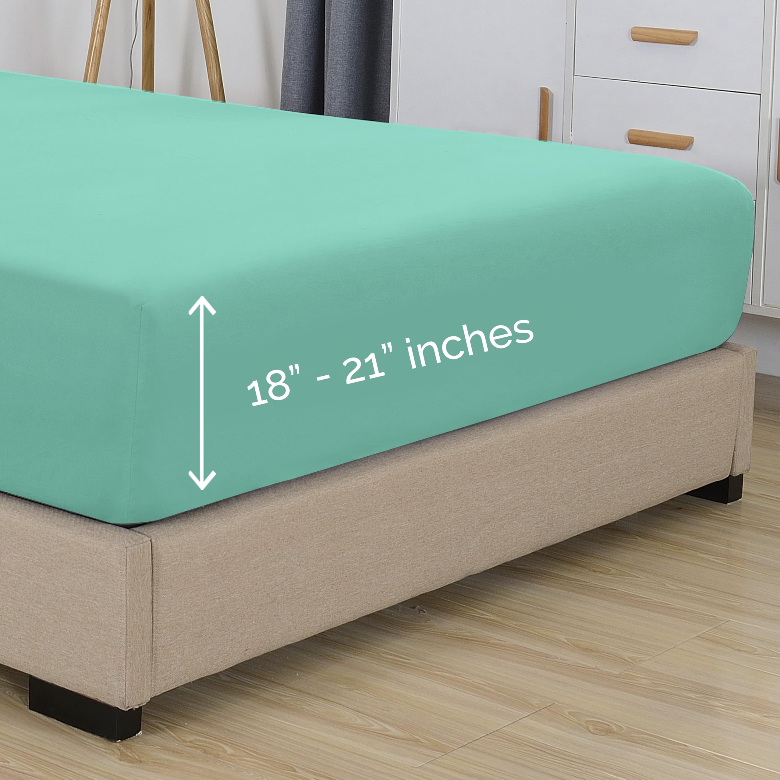 Elegant Comfort 1500 Premium Hotel Quality 18-21 Inches Deep - Extra Deep Pocket Single Fitted Sheet For High Mattress, Luxury And Softest, Smart Pocket - Wrinkle Free, King, Paradise Teal