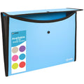Square Flap Document Holder Blue, Expanding File Folder, A4 Letter Size Reusable Filling Envelopes, Snap Closure Wallet File Pou