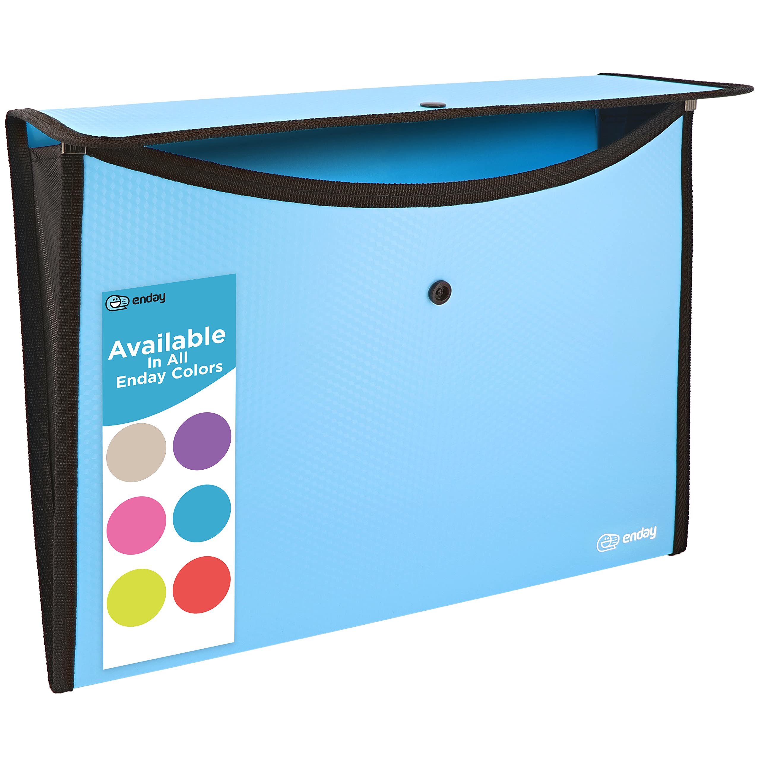 Square Flap Document Holder Blue, Expanding File Folder, A4 Letter Size Reusable Filling Envelopes, Snap Closure Wallet File Pou