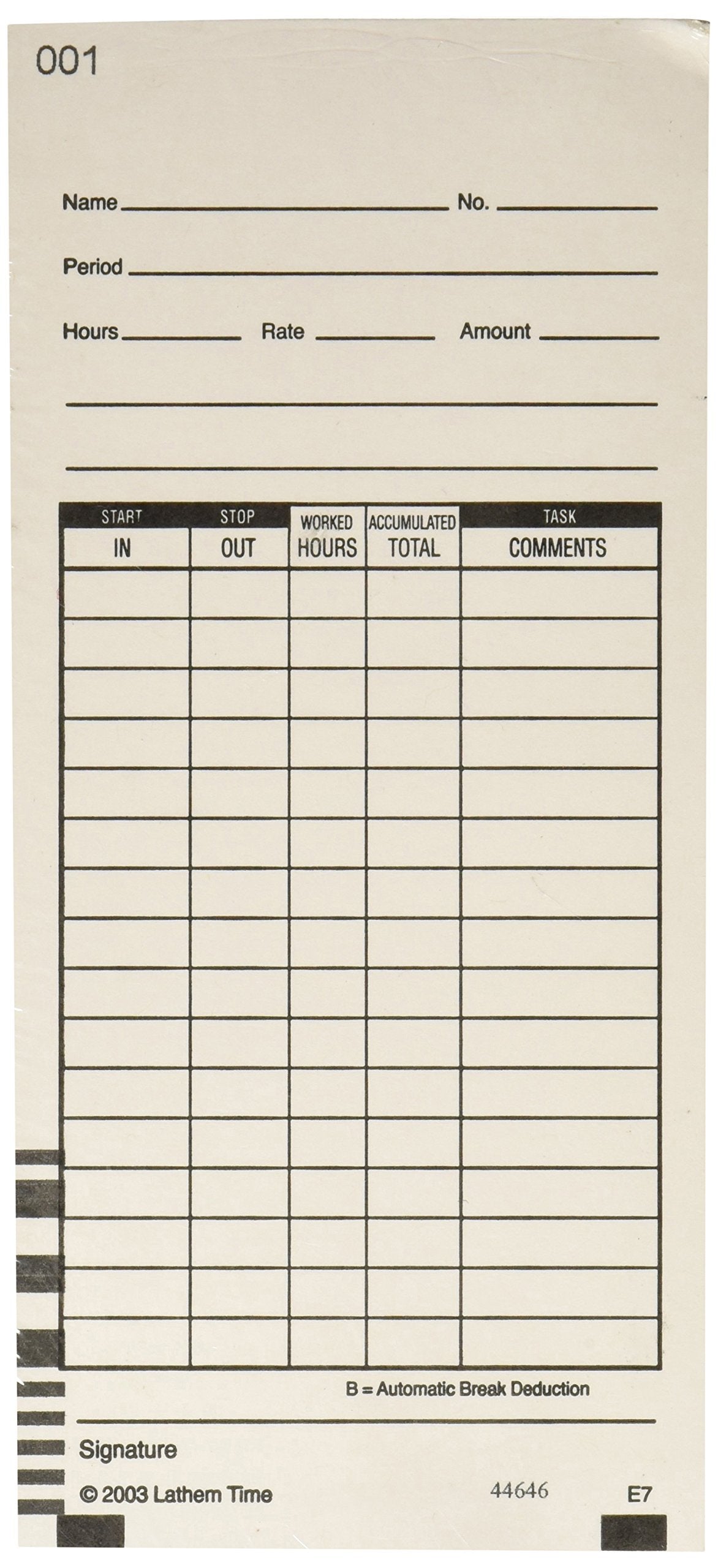 Lathem Time Cards, 2 Sided, Numbered 1-100, 100 Per Pack, 7-Feet, White (Lthe7100)