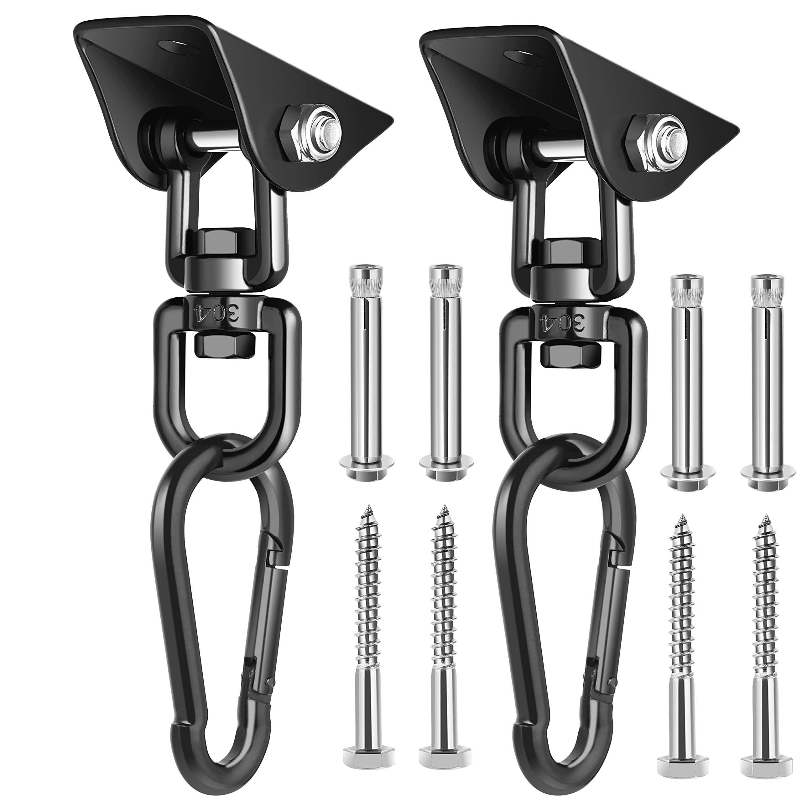 Velomill Porch Swing Hanging Kit, 360Rotating 1200 Lb Capacity Hanger For Porch Swing, Hammocks, Swing Chair (2 Pack)