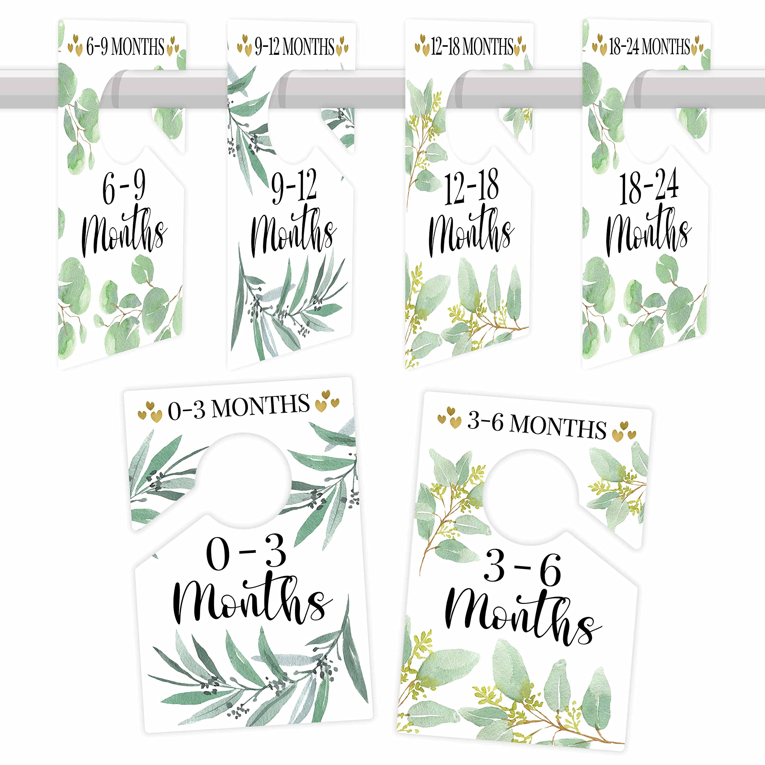 6 Hanger Dividers Baby Closet Size Dividers - Greenery Baby Closet Dividers, Baby Closet Organizer For Nursery Organization, Bab