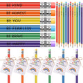 Spakon 24 Sets Back To School Gifts For Students Colorful Welcome Pencils 6 Colors Back To School Pencils Cute Rainbow Gift Card