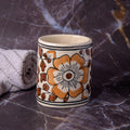 India Meets India Brown Brush Holder Multi Purpose Tumbler Stationery Stand Hand Painted Export Quality