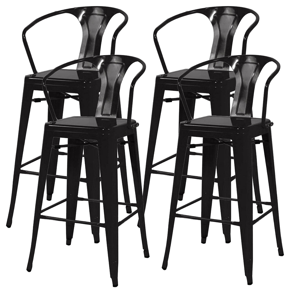 Metropolis Metal Counter Stool 26&quot;,Indoor/Outdoor Ready,Black,Set Of 4