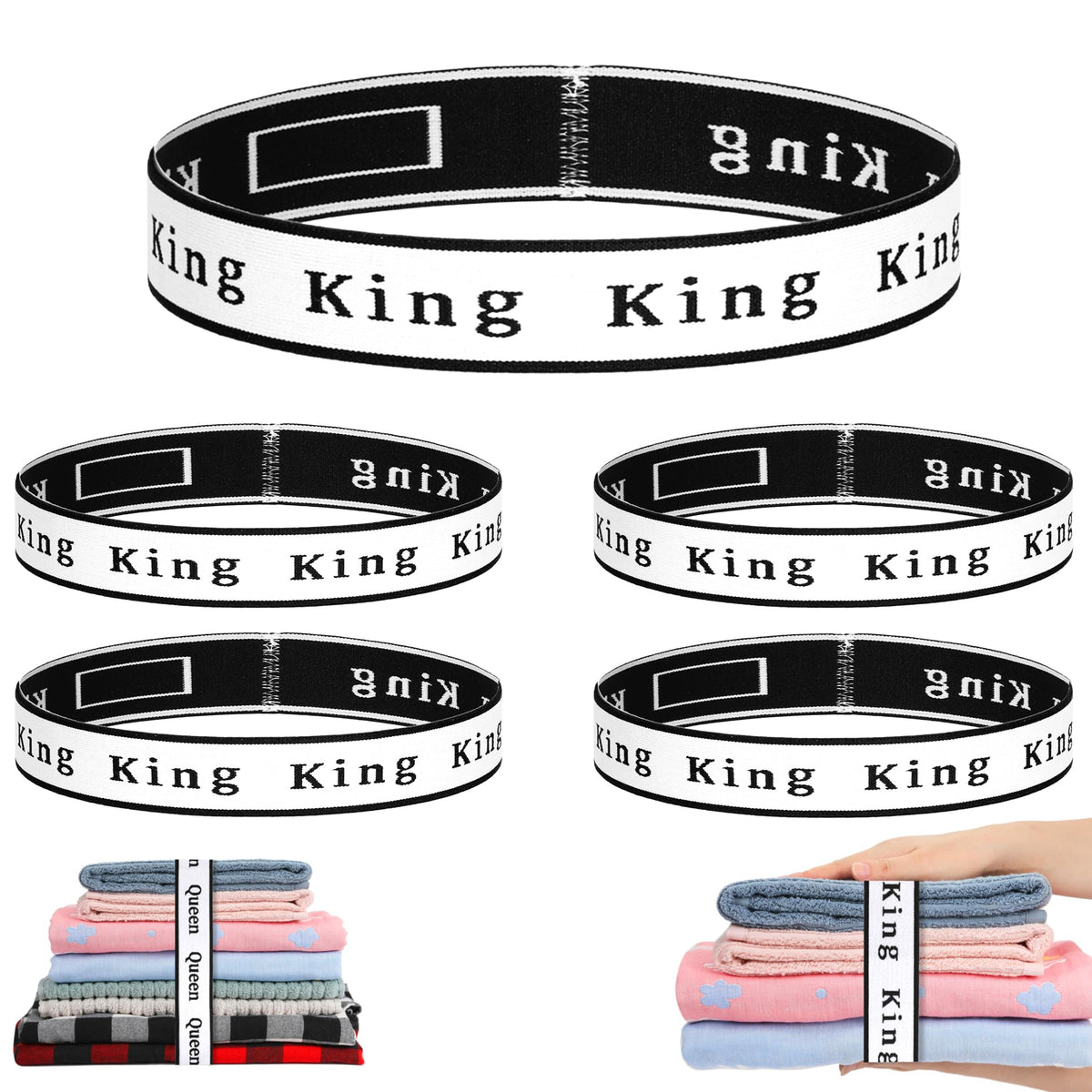 Wuher 4Pcs Bed Sheet Organizer Bands Sheets Labels For Elastic Bedding Linen Closet Storage Foldable Sheet Set Organizer Sheet K