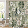 Mitovilla Boho Green Floral Shower Curtain, Summer Plant Leaves Fabric Cloth Shower Curtains For Chic Elegant Bathroom Decor, Mo