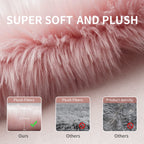 Small Faux Fur Rug, 2X4 Ft Ultra Soft Sheepskin Rug Chair Sofa Cover Seat Pad, Pink Fluffy Shag Rug For Bedroom Nursery Kids Roo