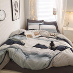 Cotton Striped Duvet Cover King White Grey Blue Striped Bedding Sets 100% Cotton Geometric Striped Comforter Cover 1 King Duvet