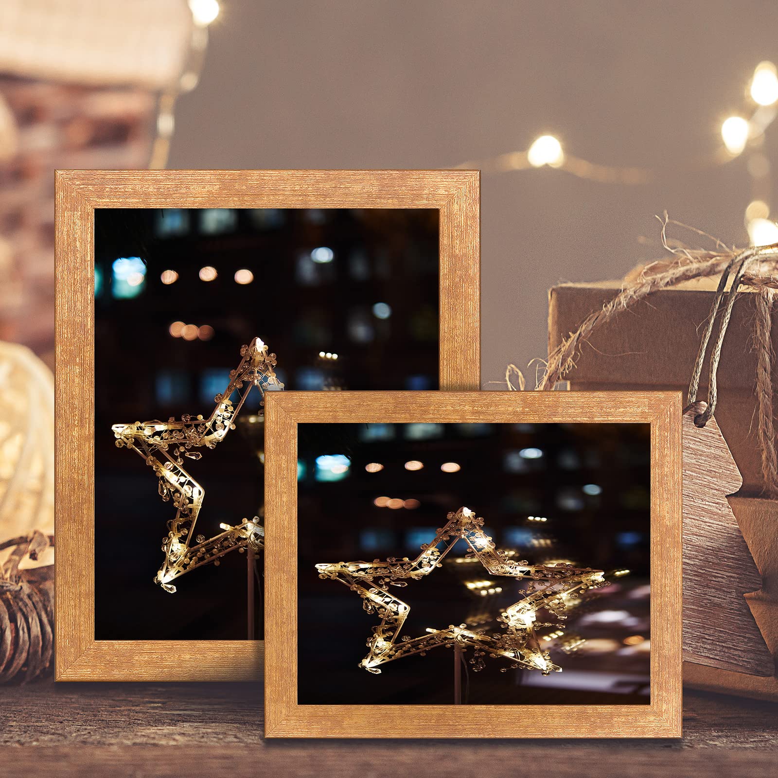 Core Art 4X4 Picture Frame Gold Photo Frames Set Of 2, Square Colorful Frame With Hd Plexiglass, Wall Or Tabletop Display