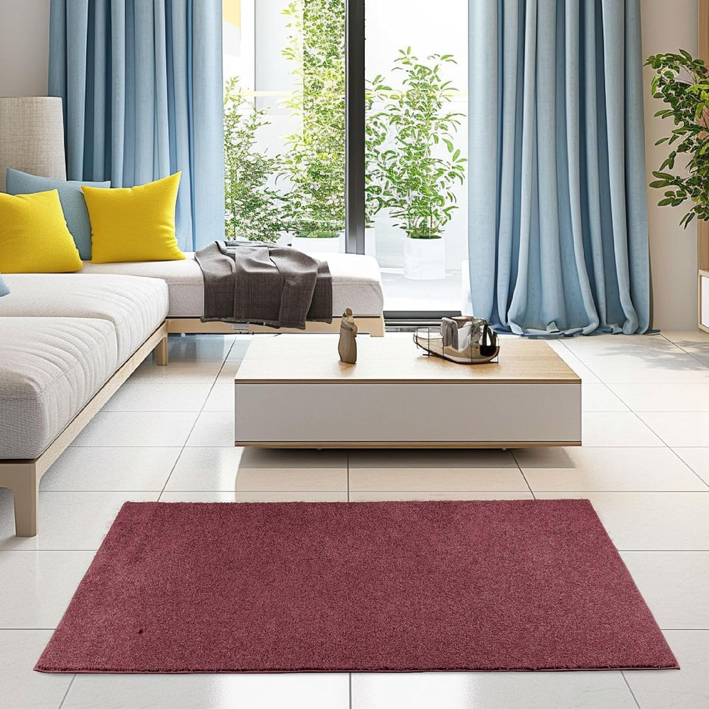 Ambiant Pet Friendly Solid Color Area Rug, Cranberry, 20 x 40 Half Round, Indoor, Stain Resistant, Perfect for Living Room & Entryway