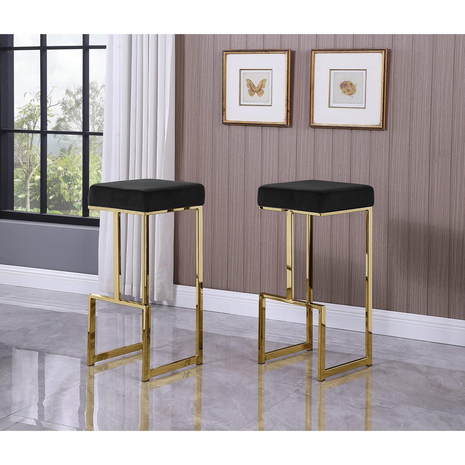 Best Master Furniture Dorrington Velvet Backless Bar Stool - Thumbnail 2