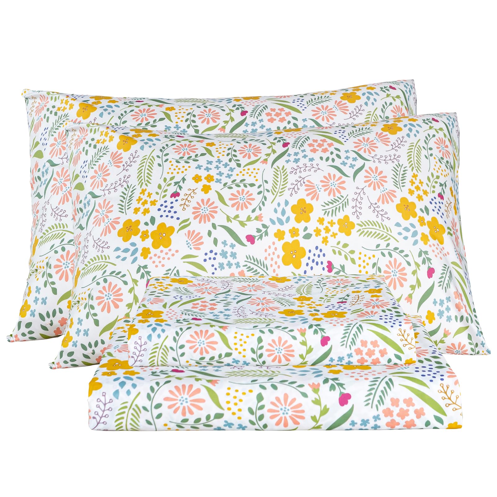 Bedlifes Floral Sheets King Ultra Soft Breathable Silky Flower Bed Sheets Deep Pocket 100% Microfiber Sheet Set 4 Piece King Siz