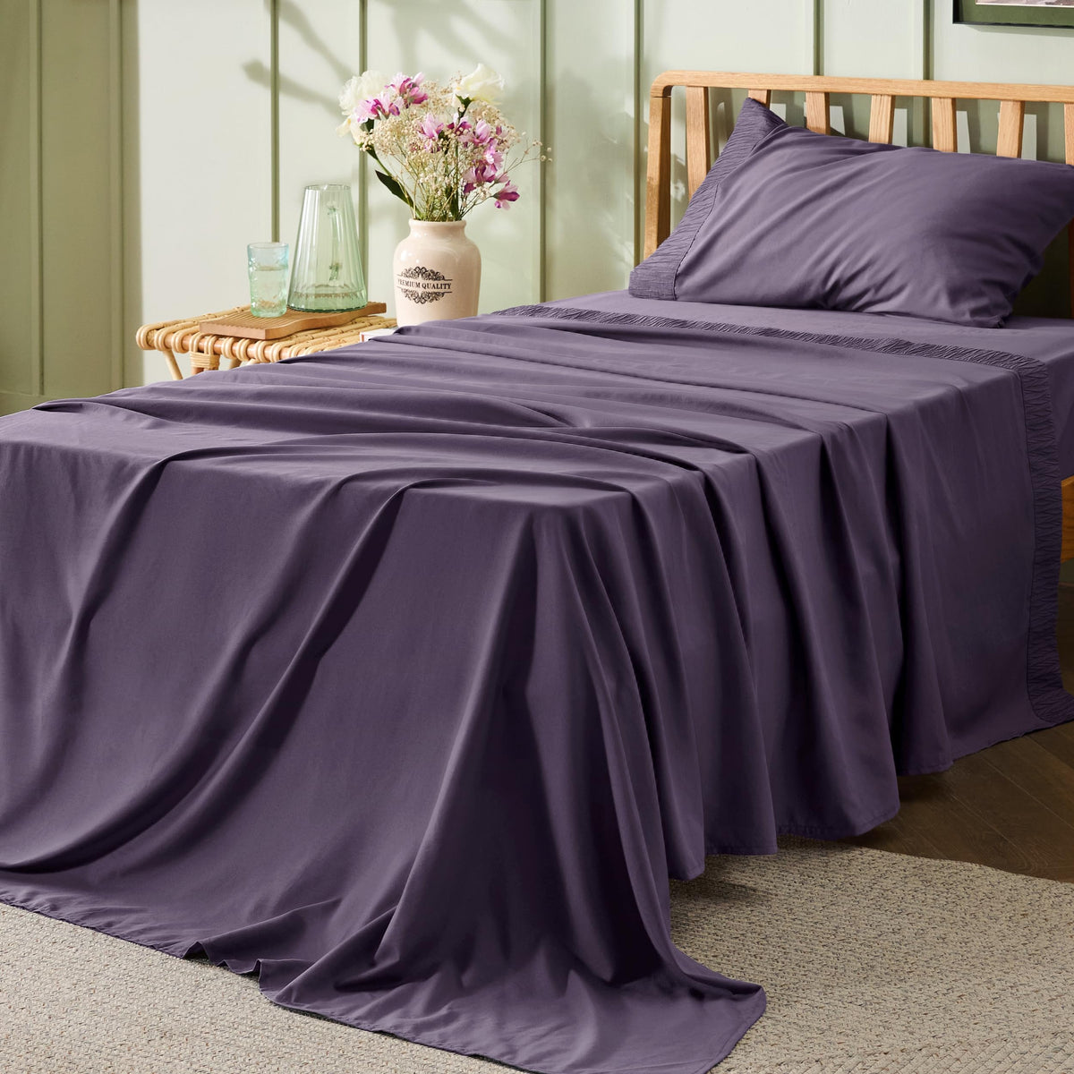 Bedsure Twin Xl Sheet Sets Dorm Bedding - Soft Extra Long Twin Bed Sheets, 3 Pieces Hotel Luxury Dusty Purple Sheets Twin Xl, Ea