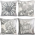 Rysmiyou Decorative Throw Pillow Covers Set Of 4 Grey Pillow Covers 22X22 Inch Throw Pillow Cases Linen Square Pillow Case,Moder